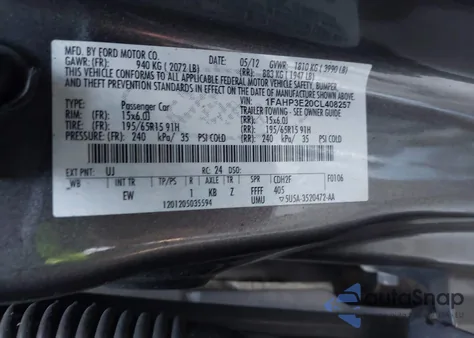 2012 Ford Focus S из США, поврежденный, VIN 1FAHP3E20CL408257